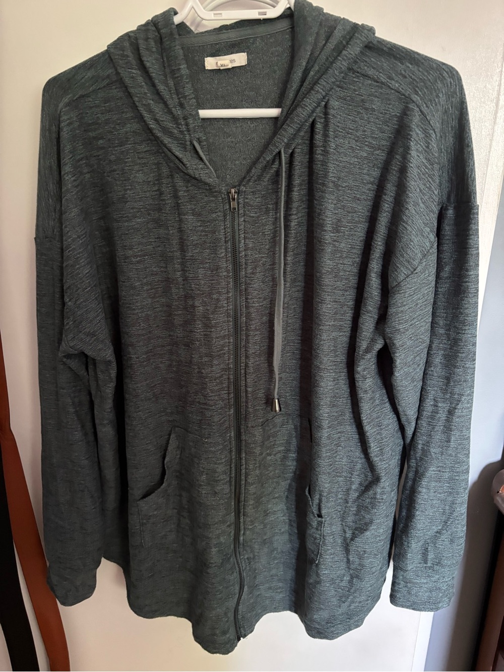 Maurices Heathered Dark Green Zip-Up Hoodie